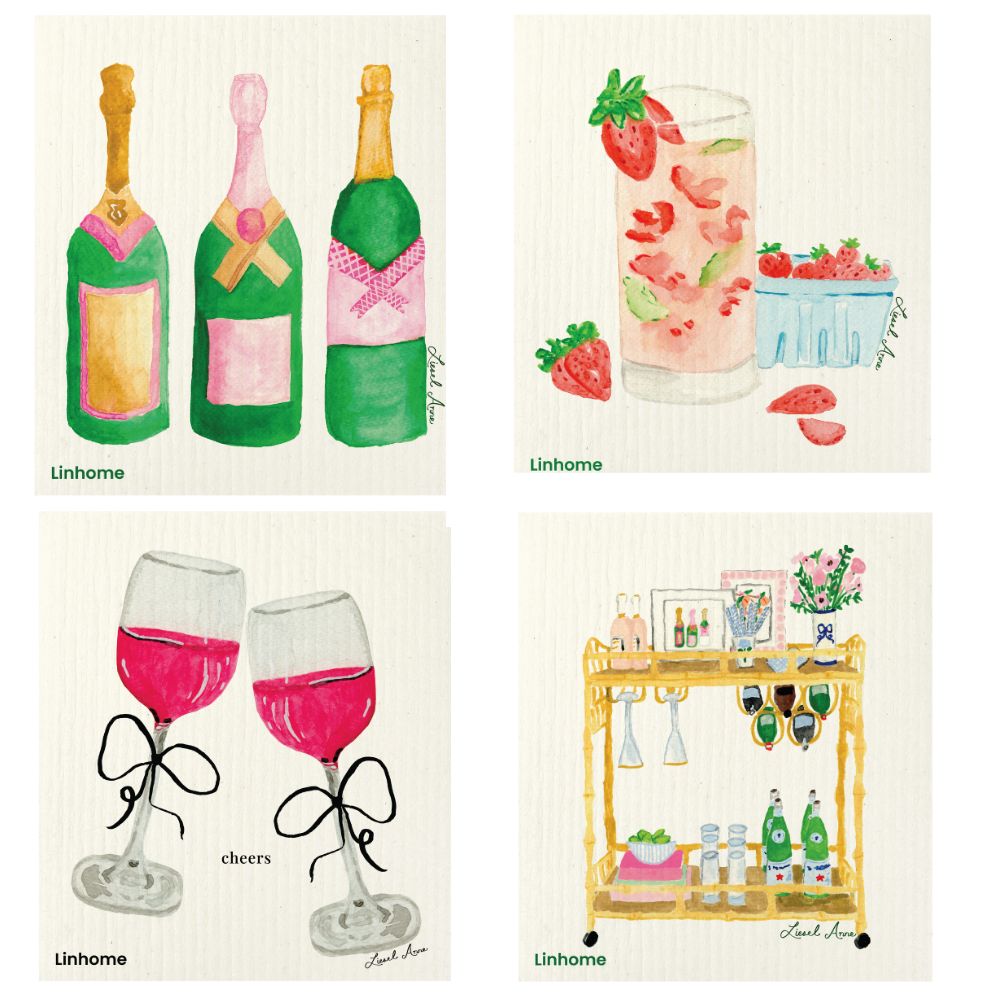 Cocktail Collection - Linhome x Liesel Anne Swedish Dishcloths - 4 Pack