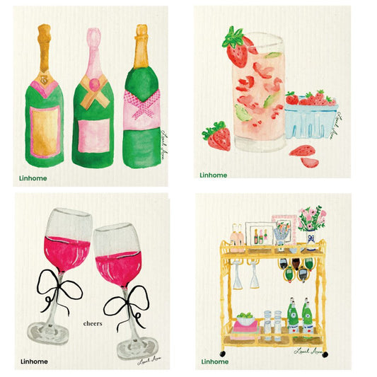 Cocktail Collection - Linhome x Liesel Anne Swedish Dishcloths - 4 Pack