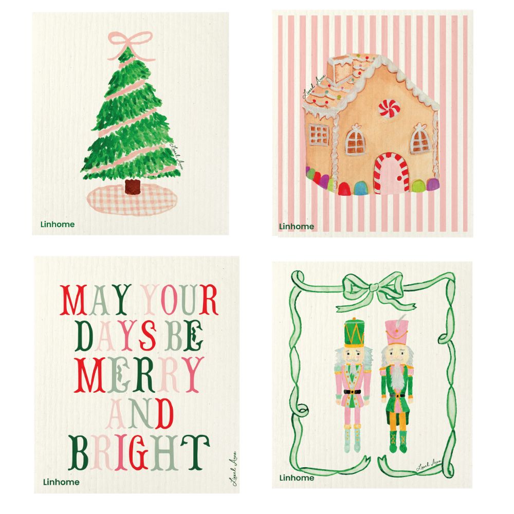 Holiday Classic Collection- Linhome x Liesel Anne Swedish Dishcloths - 4 Pack