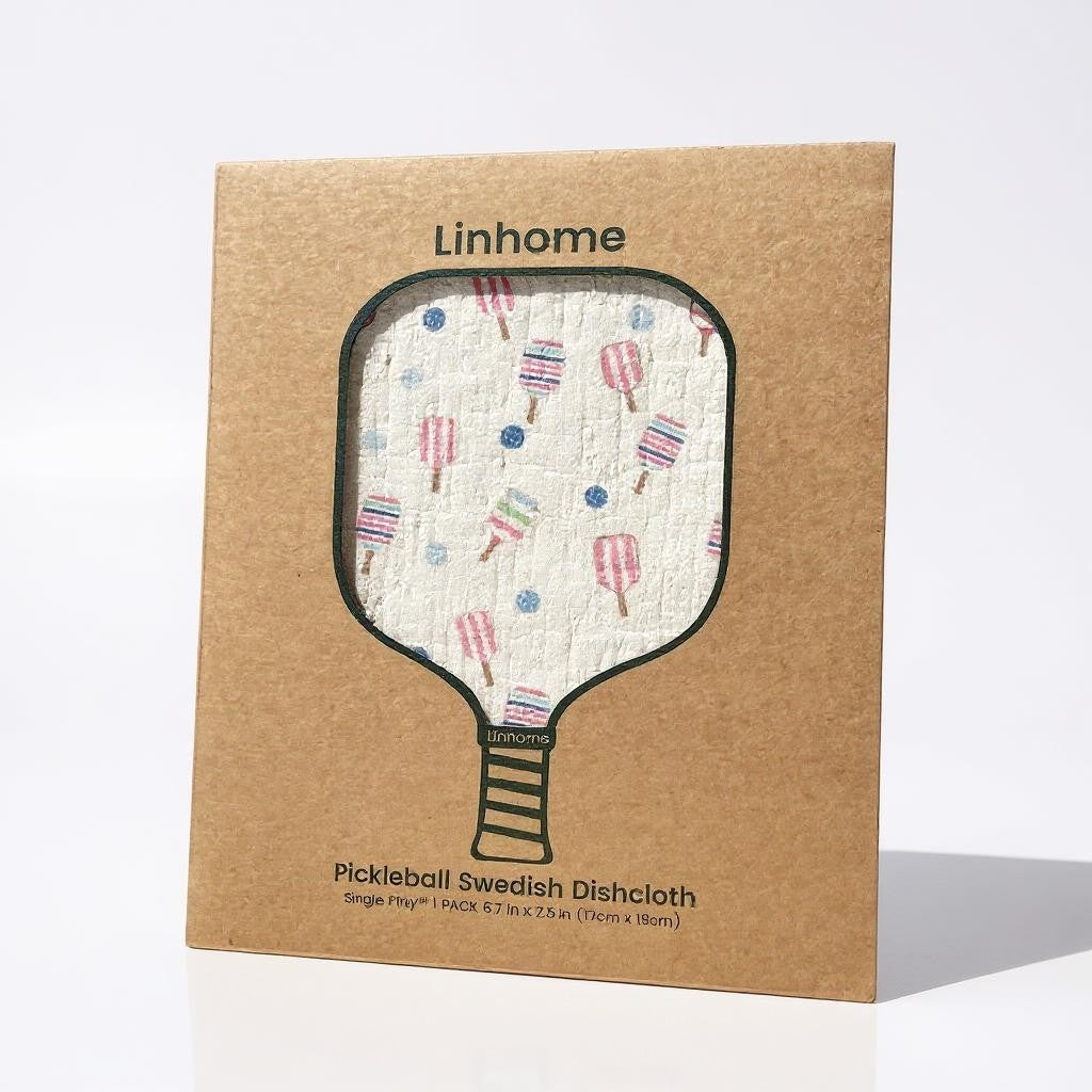 Linhome Pickleball Swedish Dishcloth- Match Point Baby Blue & Pink - 1 Pack