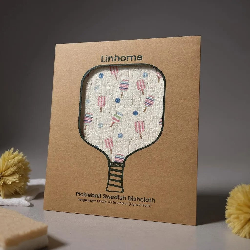 Linhome Pickleball Swedish Dishcloth- Match Point Baby Blue & Pink - 1 Pack