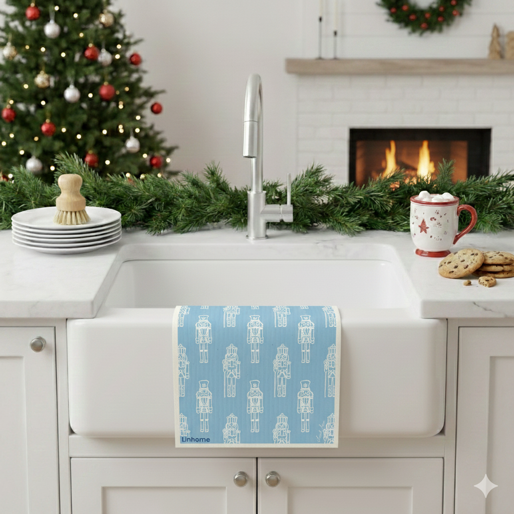 Holiday Nutcracker Collection Blue Nutcrackers- Linhome x Liesel Anne Swedish Dishcloths - 1 Pack