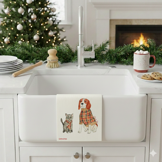 Holiday Paws Collection Merry Paws Duo- Linhome x Liesel Anne Swedish Dishcloths - 1 Pack