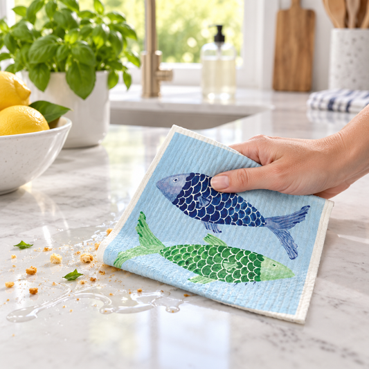 Linhome Fishing Collection Swedish Dishcloth - 4 Pack