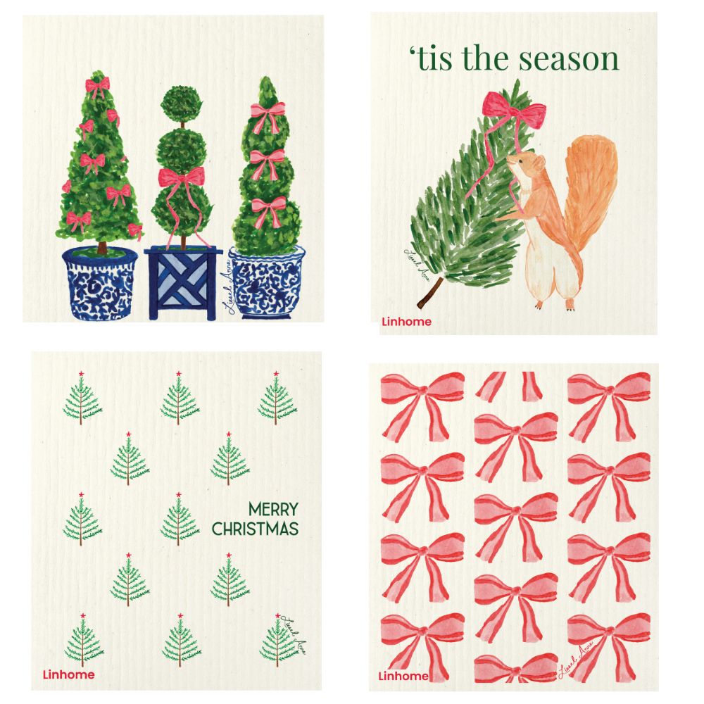 Evergreen Holiday - Linhome x Liesel Anne Swedish Dishcloths - 4 Pack