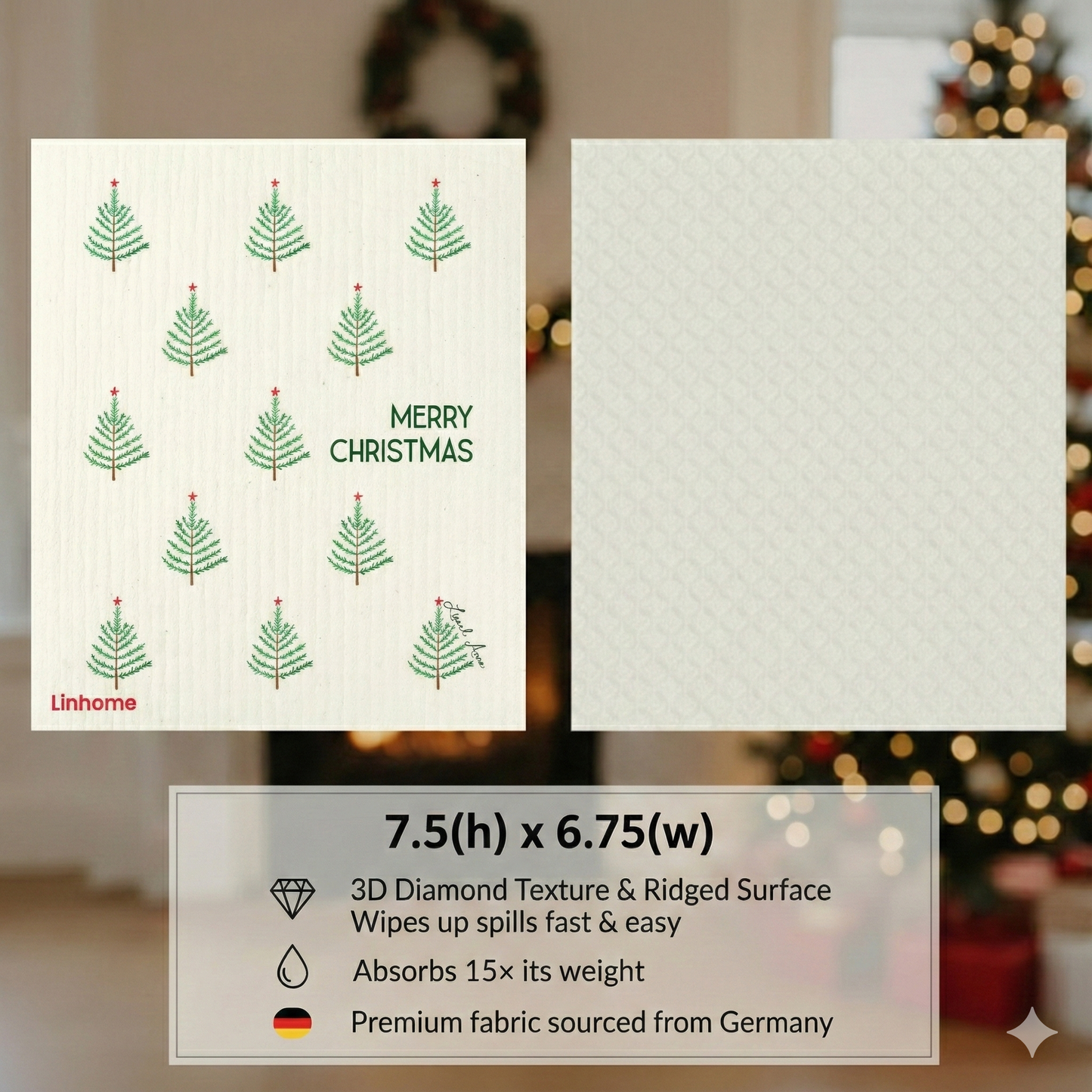 Evergreen Holiday - Linhome x Liesel Anne Swedish Dishcloths - 4 Pack