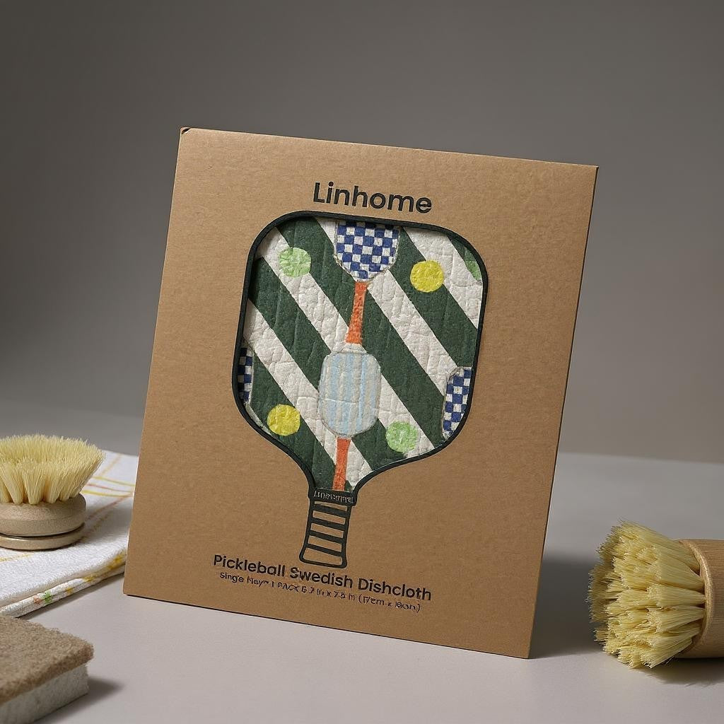 In the Kitchen  Pickleball Swedish Dishcloths– Linhome x Liesel Anne Collection- Blue & Green- 1 Pack