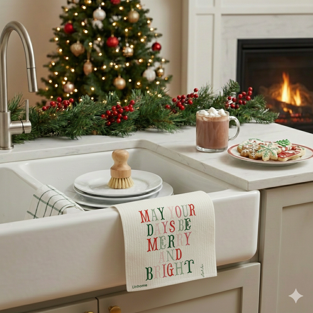 Holiday Classic Collection Merry and Bright- Linhome x Liesel Anne Swedish Dishcloths - 1 Pack