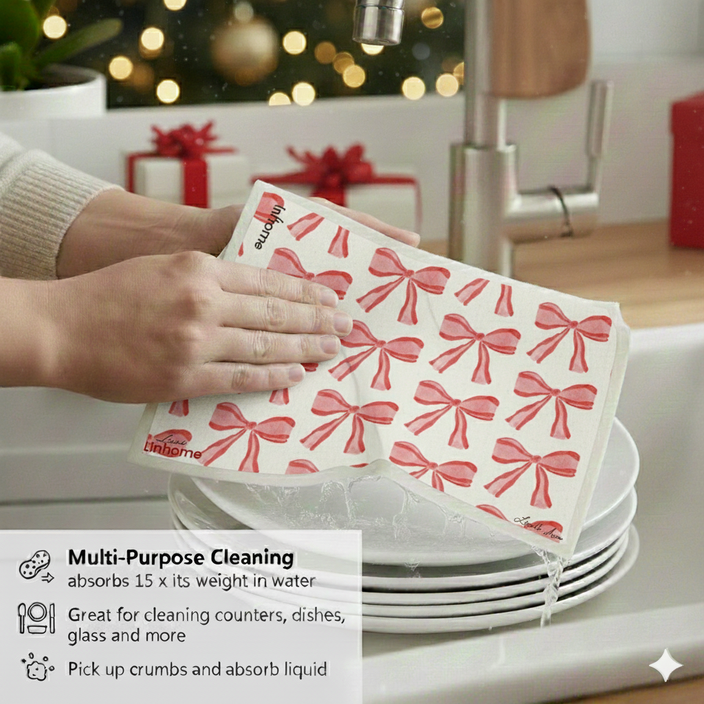 Evergreen Holiday - Linhome x Liesel Anne Swedish Dishcloths - 4 Pack