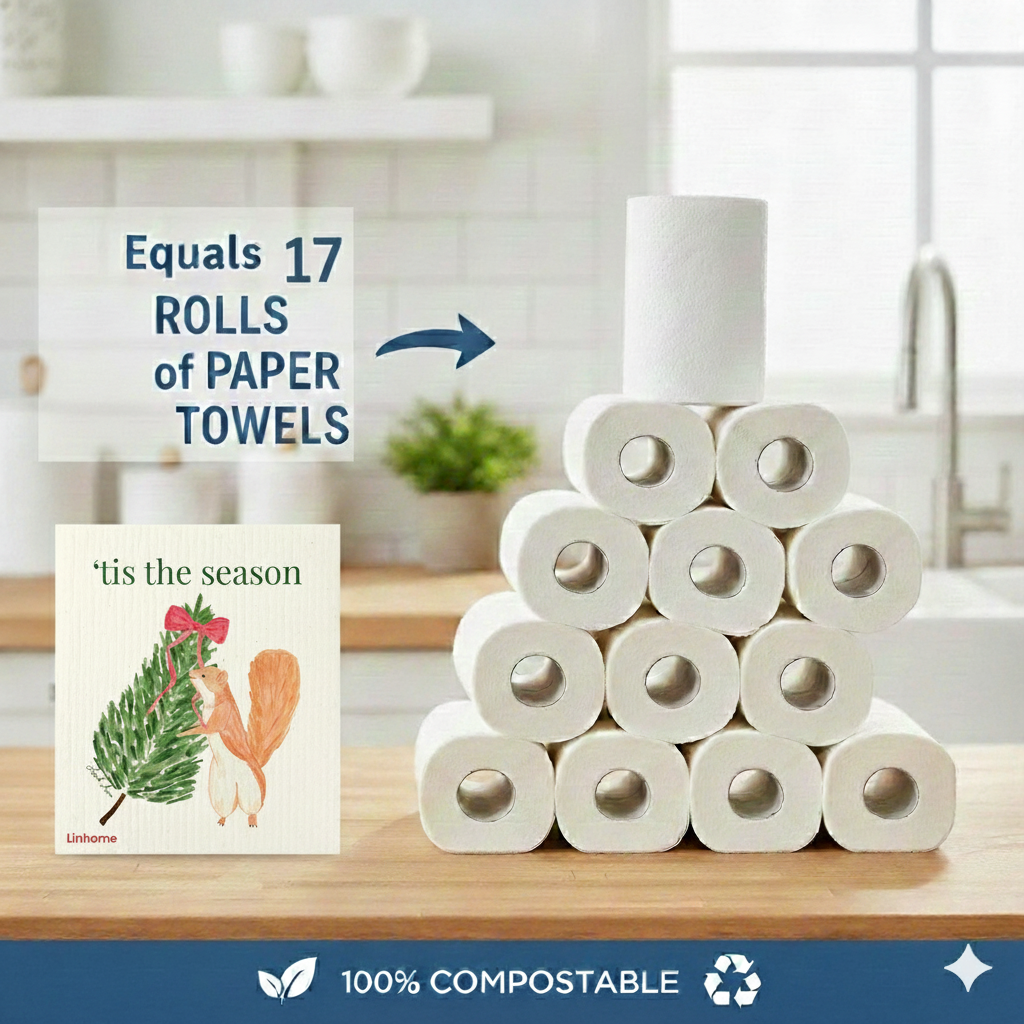 Evergreen Holiday - Linhome x Liesel Anne Swedish Dishcloths - 4 Pack