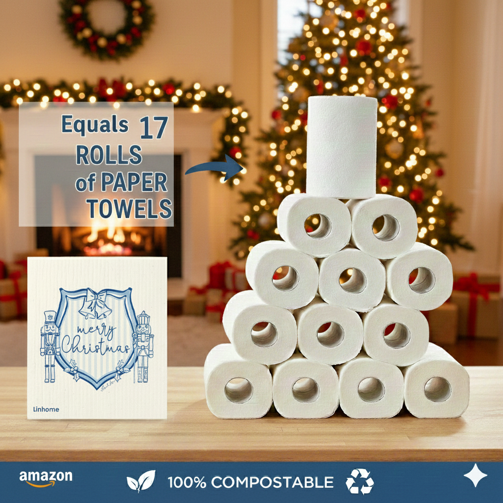 Holiday Nutcracker Collection Merry Nutcrackers Duo- Linhome x Liesel Anne Swedish Dishcloths - 1 Pack