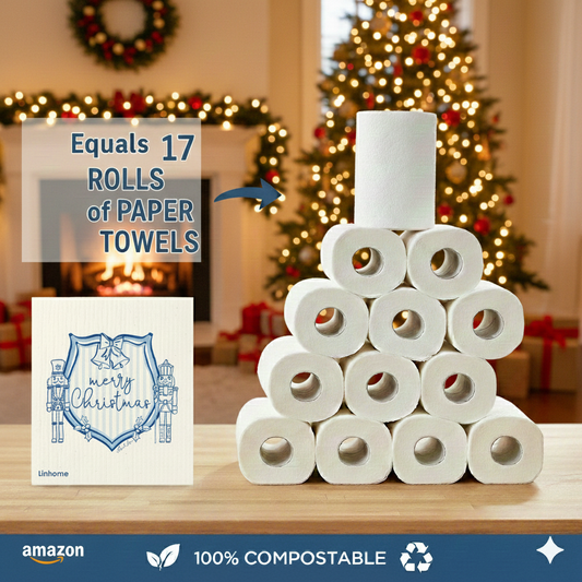 Holiday Nutcracker Collection Merry Nutcrackers Duo- Linhome x Liesel Anne Swedish Dishcloths - 1 Pack