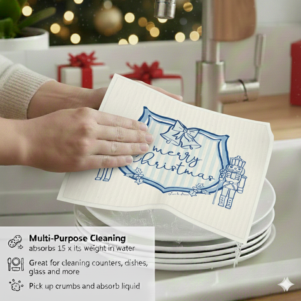 Holiday Nutcracker Collection Merry Nutcrackers Duo- Linhome x Liesel Anne Swedish Dishcloths - 1 Pack