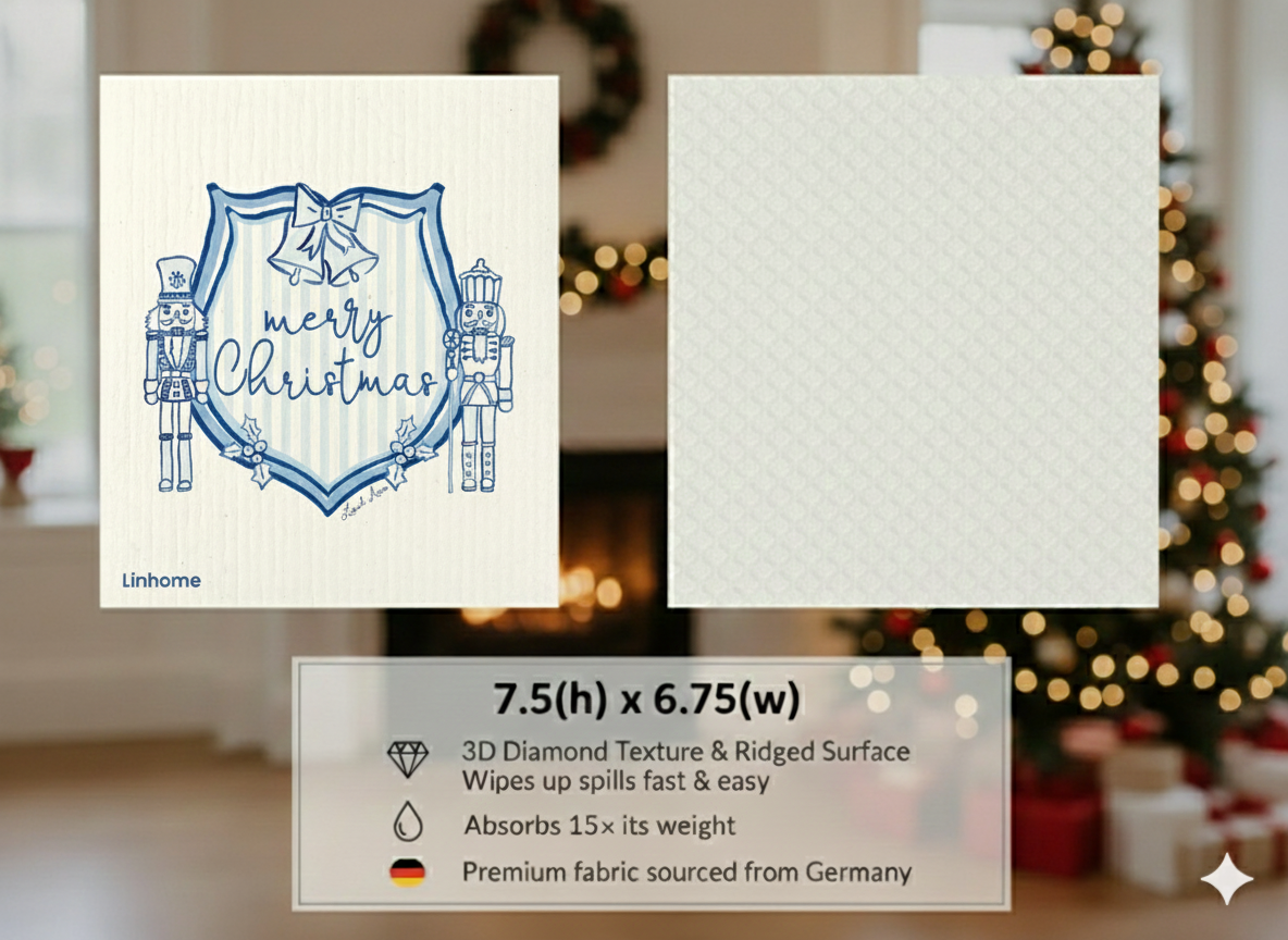 Holiday Nutcracker Collection Merry Nutcrackers Duo- Linhome x Liesel Anne Swedish Dishcloths - 1 Pack